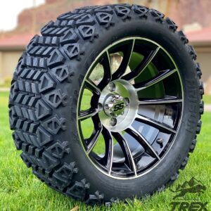 14″ Titan Machined/black Aluminum Wheels Dot All Terrain Tires Combo