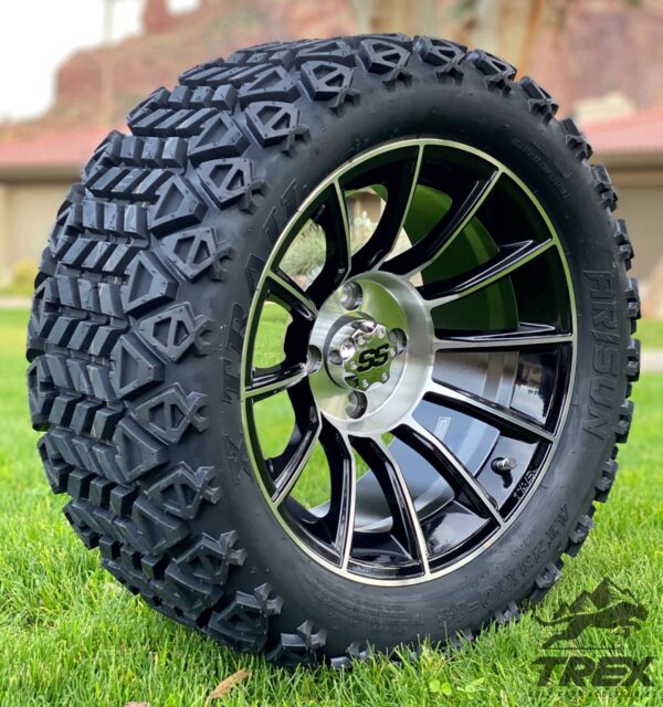 14″ Titan Machined/black Aluminum Wheels Dot All Terrain Tires Combo