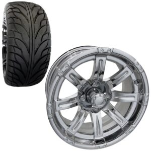 Golf Cart Wheel And Tire Combo Street Ta White Black Gloss