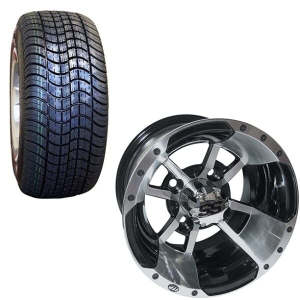 Custom Golf Cart Wheel And Tire Package Aluminum Wheel And Street Tires