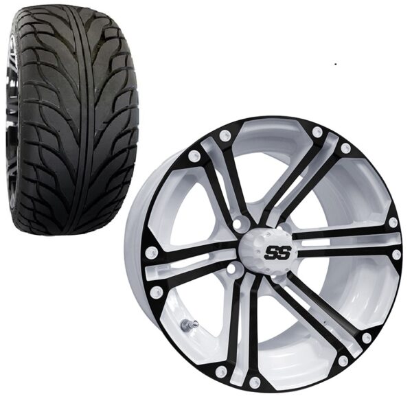 Golf Cart Wheel And Tire Combo Street Iroc White Black Gloss