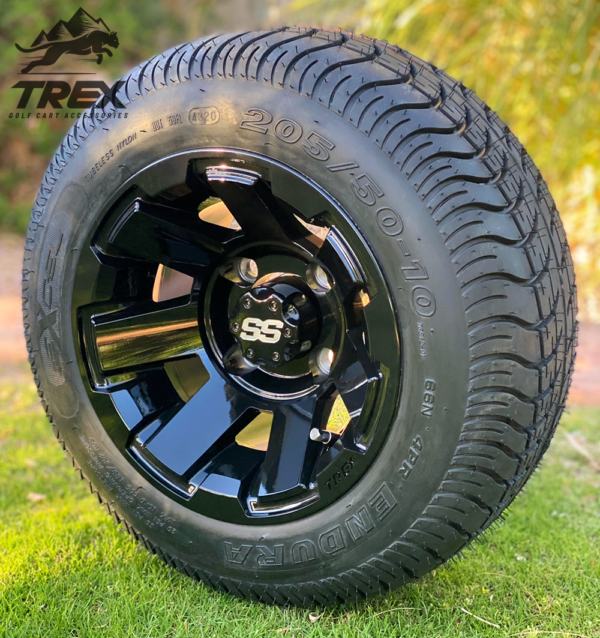 10″Atlas Black Wheels Low Profile Dot Tires Combo