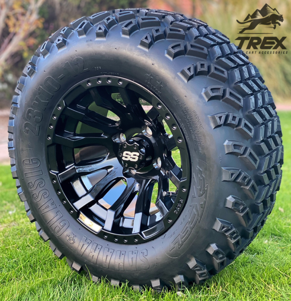 12″ Maverick Gloss Black Aluminum Wheels All Terrain Tires Combo